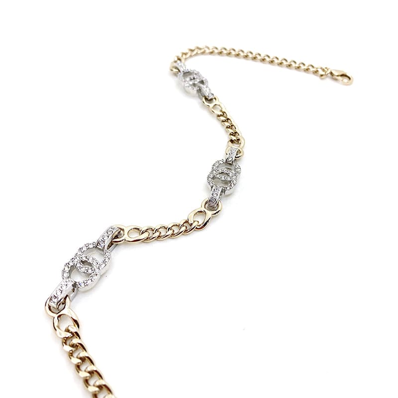 Chanel Crystal Chain Links Choker 18K Gold Necklace