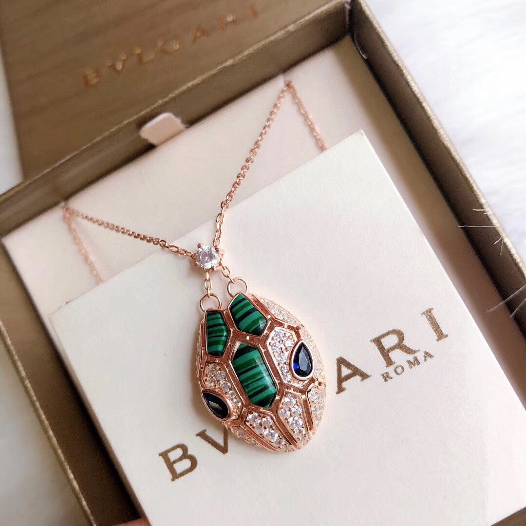 Bvlgari Serpenti Malachite 18K Gold Necklace
