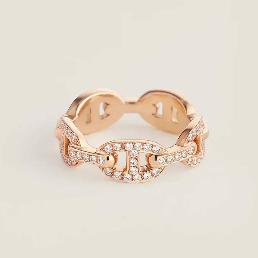 Hermes Chaine D'Ancre Enchainee Diamond 18K Gold Ring
