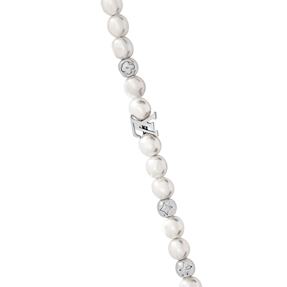 Louis Vuitton Monogram Pearls 18K Gold Necklace