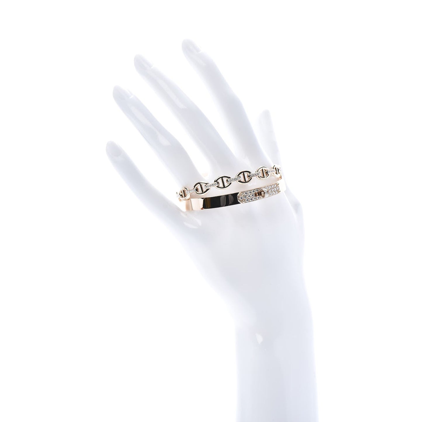 Hermes Kelly Double Tour Diamond 18K Gold Bracelet