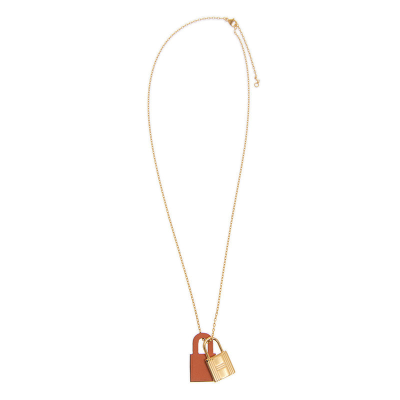 Hermes O'Kelly Orange Pendant 18K Gold Necklace