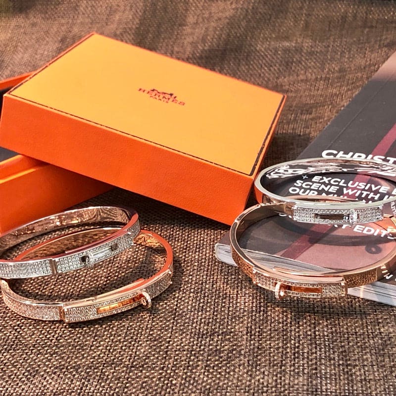 Hermes Kelly Diamonds 18K Rose Gold Bracelet