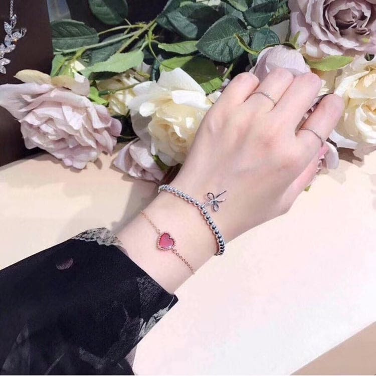 Tiffany Bow Charm Bead 18K Gold Bracelet
