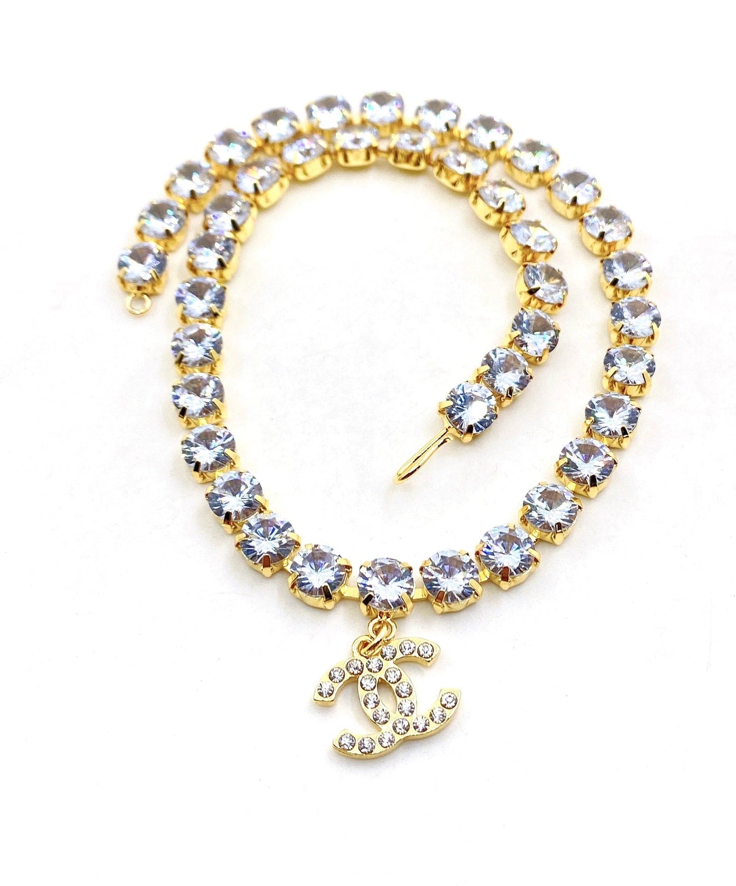 Chanel Crystals Chain 18K Gold Necklace