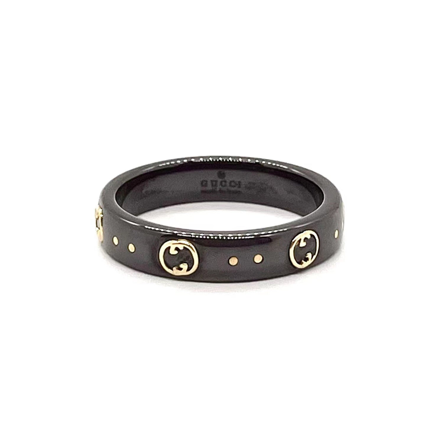 Gucci Double Icon Black Corundum 18K Gold Ring