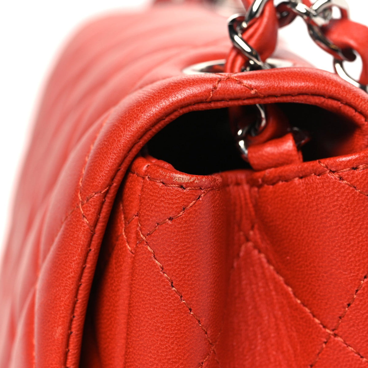 Lambskin Quilted Mini Square Flap Orange