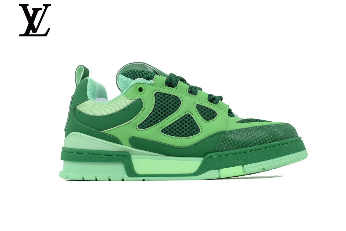 Louis Vuitton Trainer  shoes for man  women Sneaker ¨C Two-Tone Green Mesh & Leather