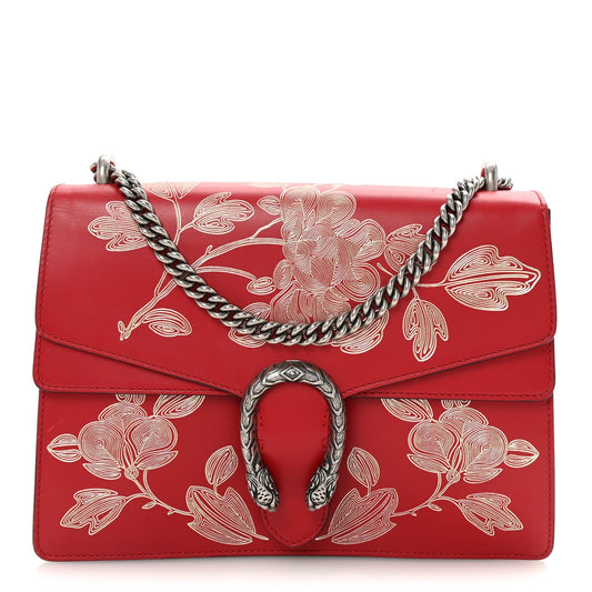 Calfskin Chinese New Year Medium Dionysus Shoulder Bag Hibiscus Red