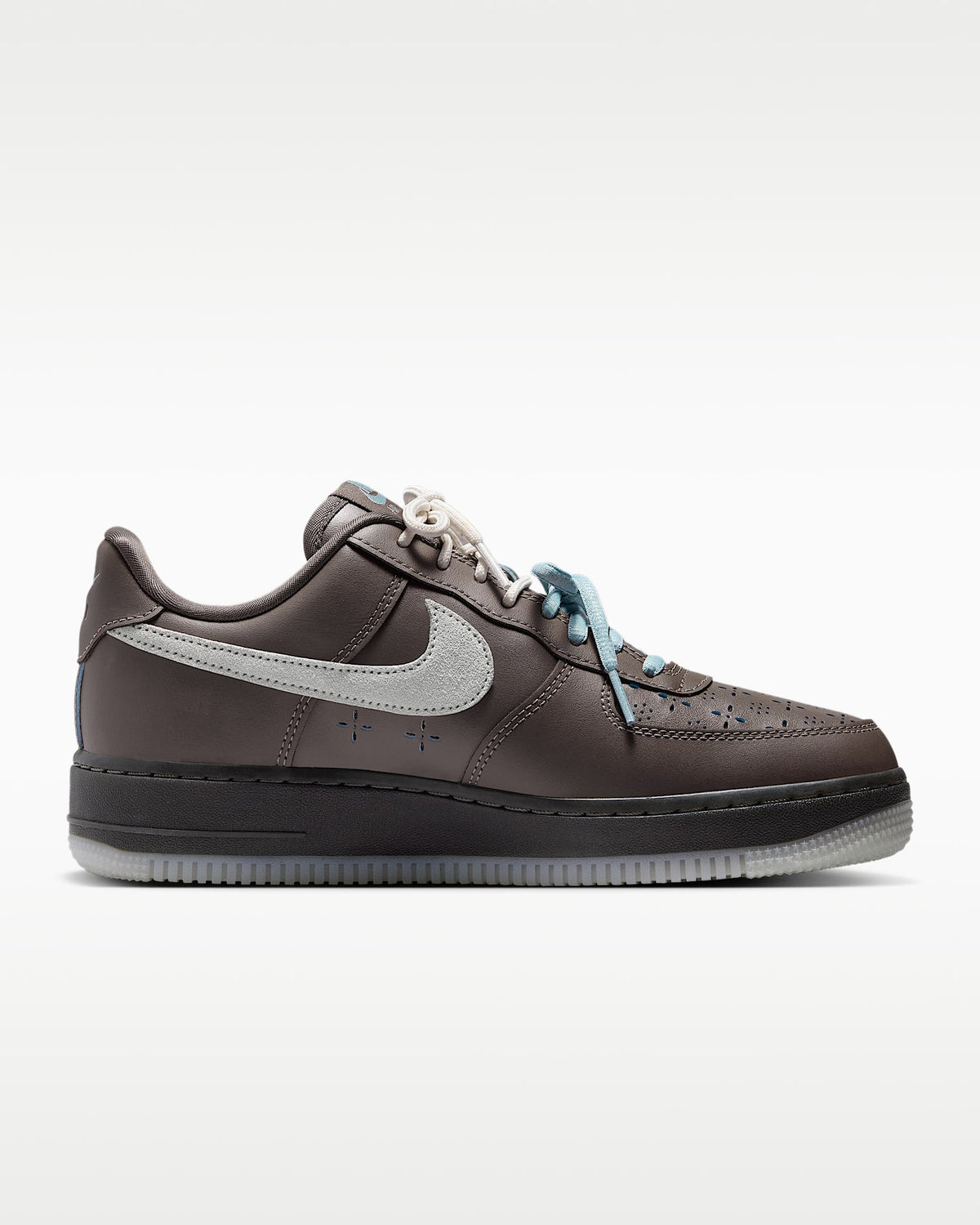 Nike Air Force 1 '07 Dark Brown Grey Suede Multi-Laces Sneakers mens low top shoes