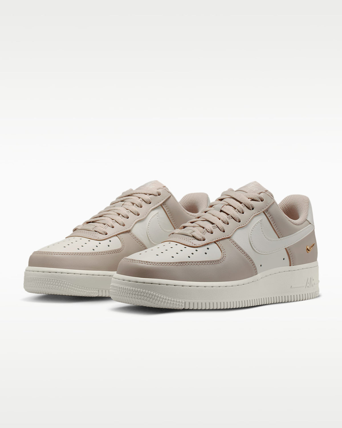 Nike Air Force 1 '07 Beige Cream Mini Gold Swoosh Sneakers mens low top shoes