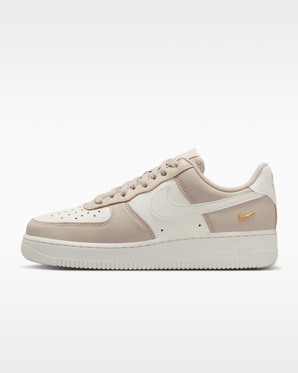 Nike Air Force 1 '07 Beige Cream Mini Gold Swoosh Sneakers mens low top shoes