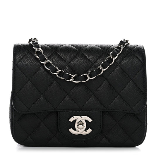 Caviar Quilted Mini Square Flap Black