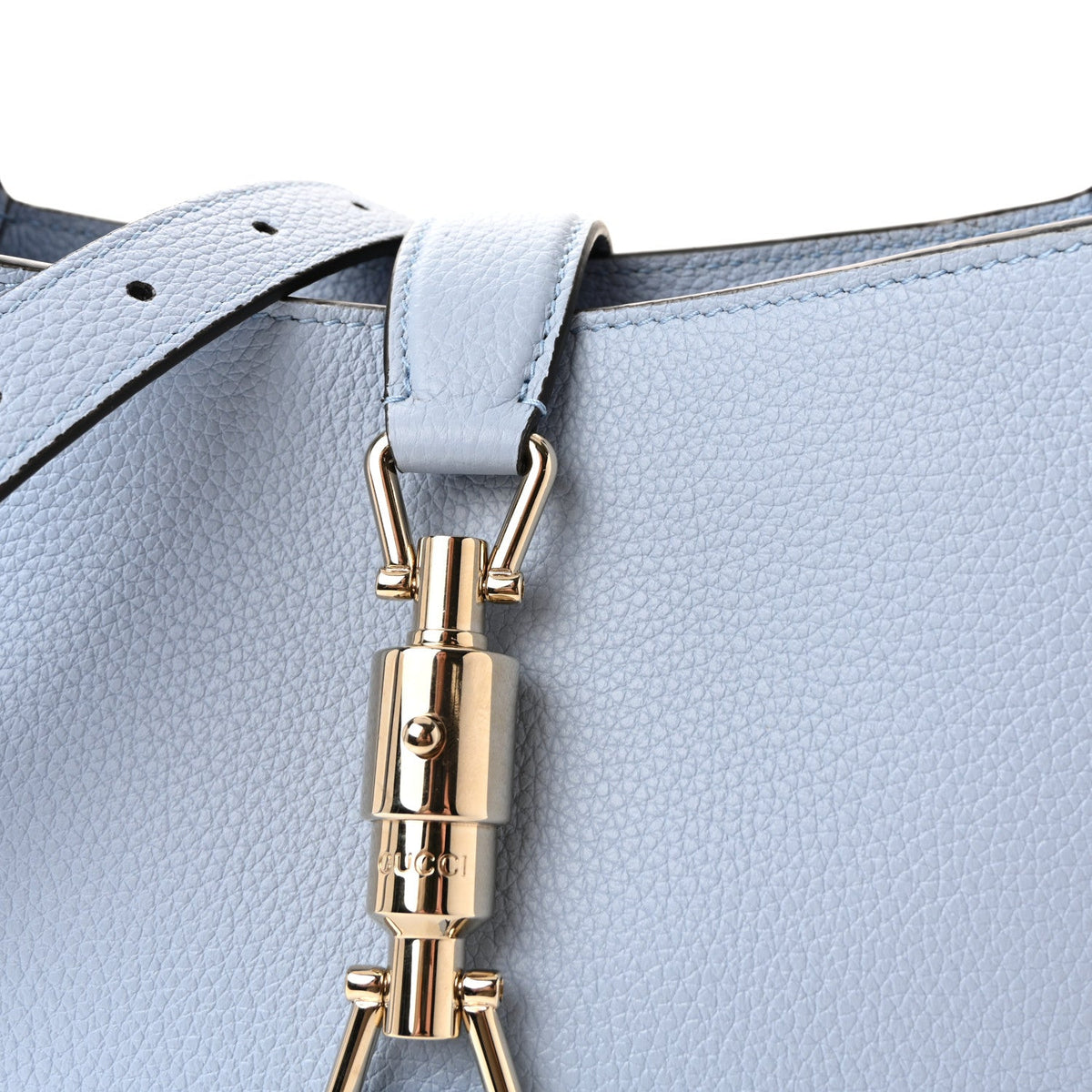 Grained Calfskin Web Medium Jackie 1961 Hobo Light Blue