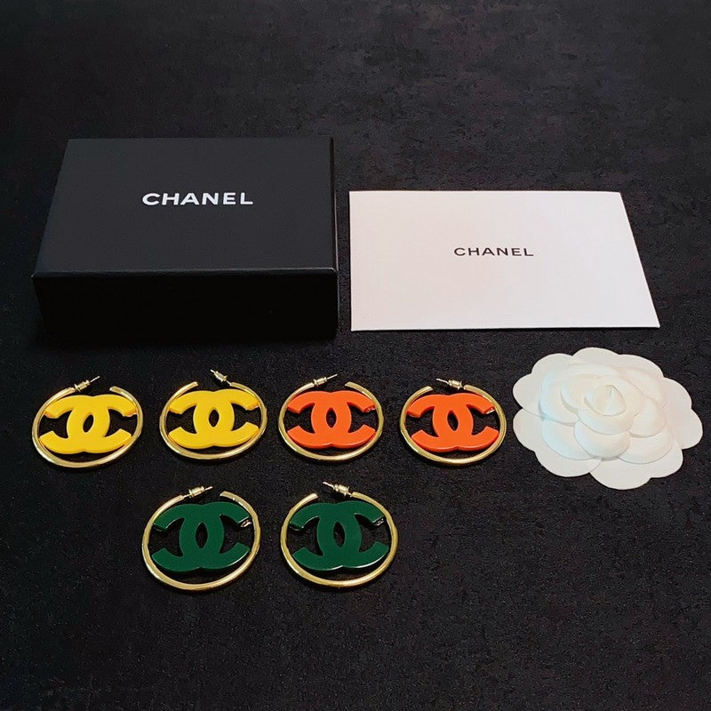 Chanel Color Logo 18K Gold Earrings