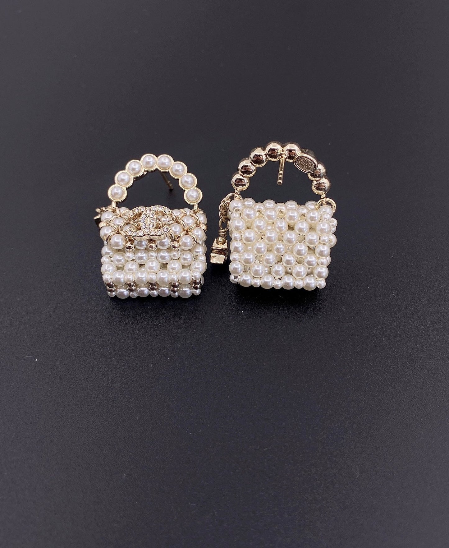Chanel Small Bag Pearl 18K Gold Earrings