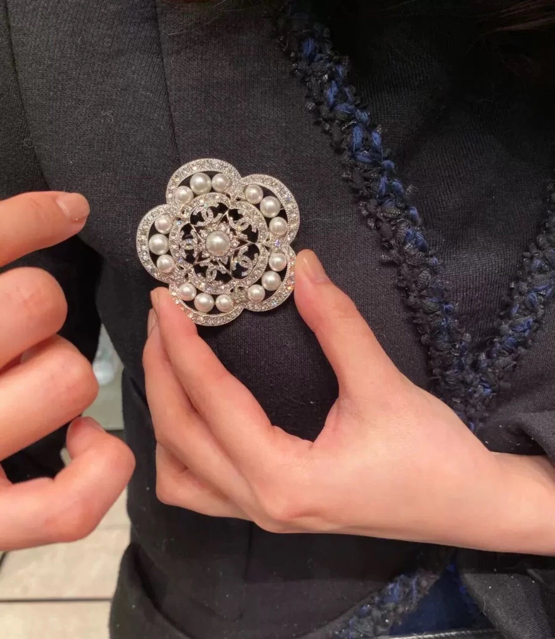Chanel Camellia Pearls 18K Gold Brooch