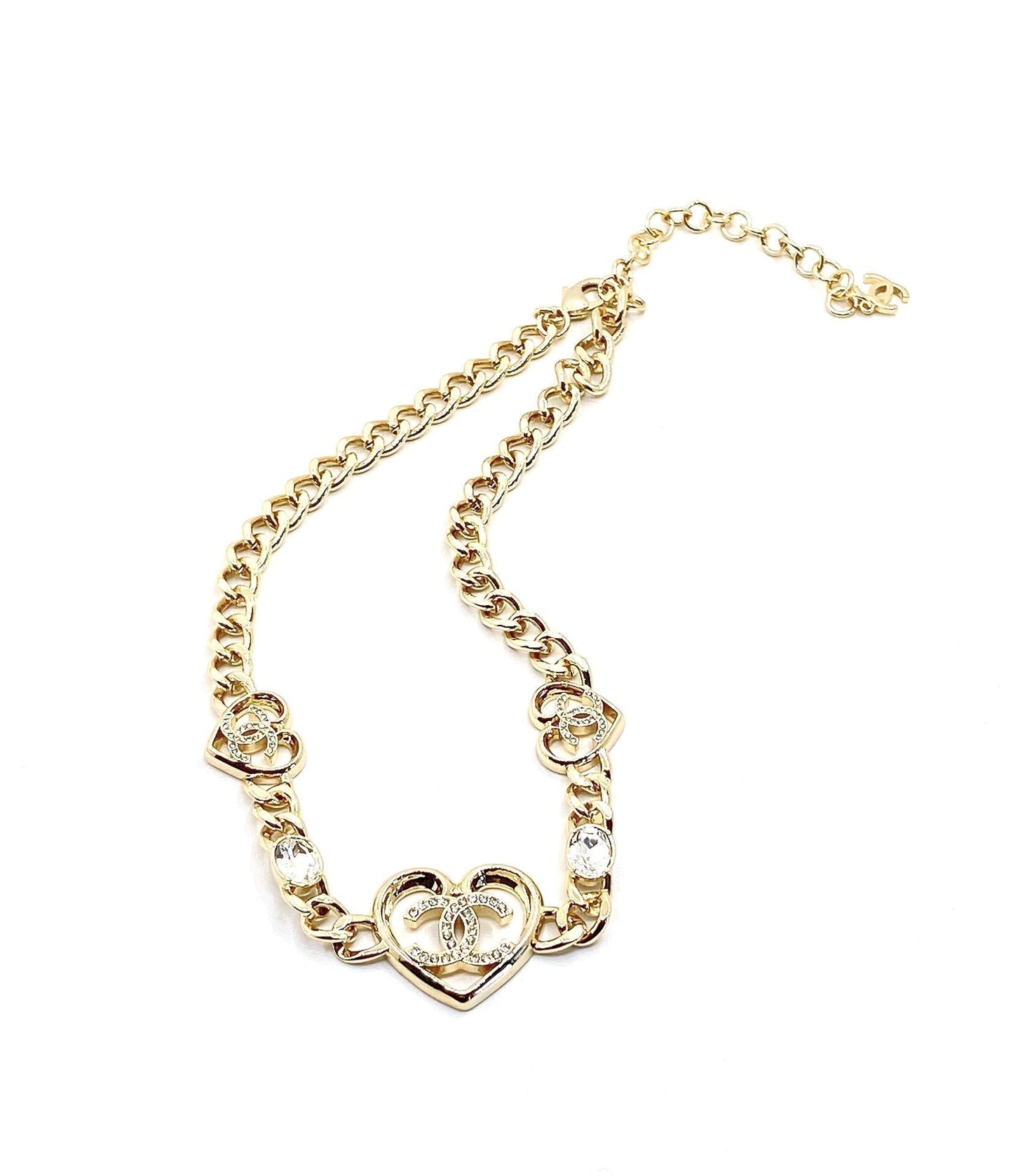 Chanel Heart Diamonds Chain 18K Gold Necklace