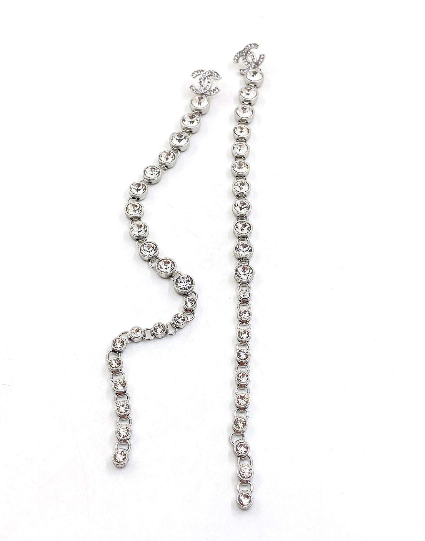 Chanel Long Crystals 18K Gold Earrings