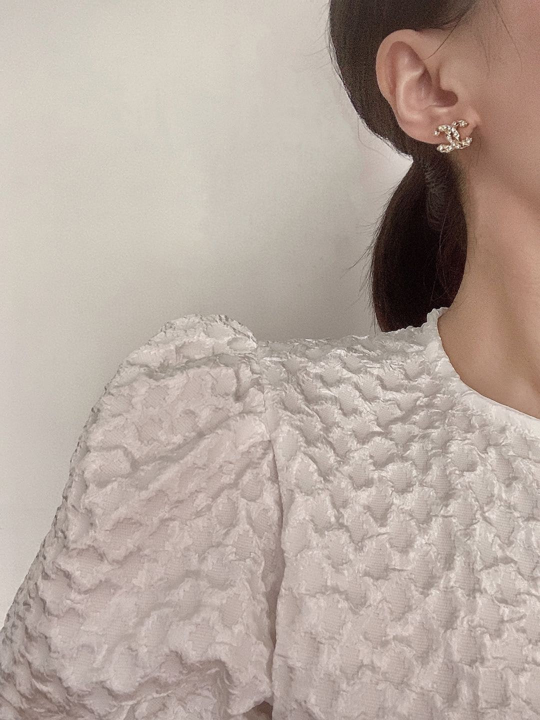 Chanel Full Crystals 18K Gold Earrings
