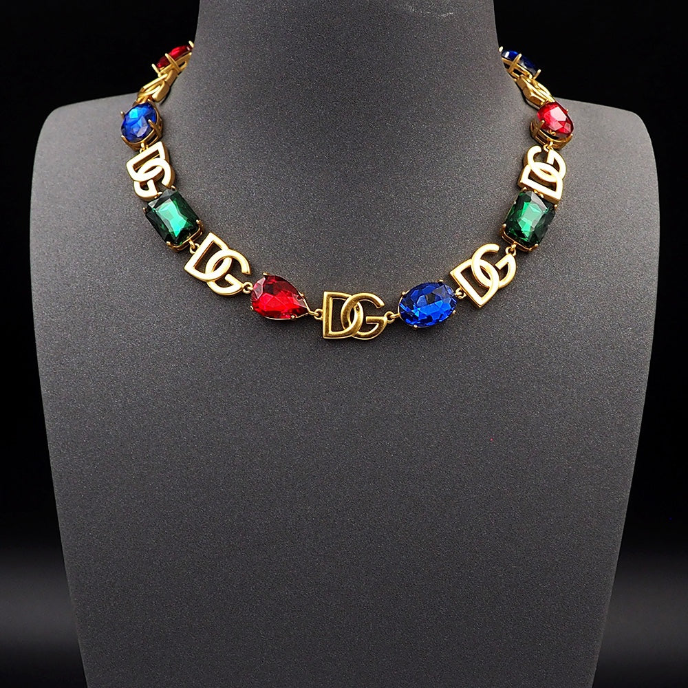 DG Crystals Choker 18K Gold Necklace