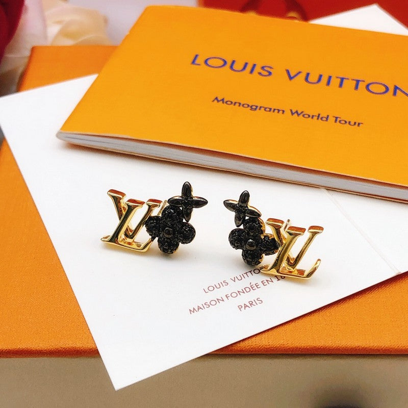 Louis Vuitton Black Blossom 18K Gold Earrings