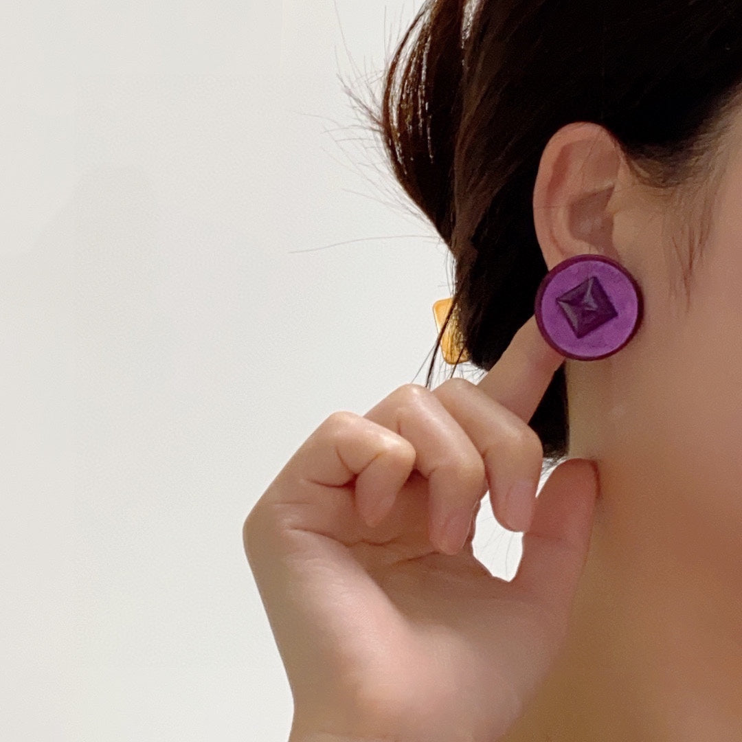Chanel Vintage Purple 18K Gold Earrings