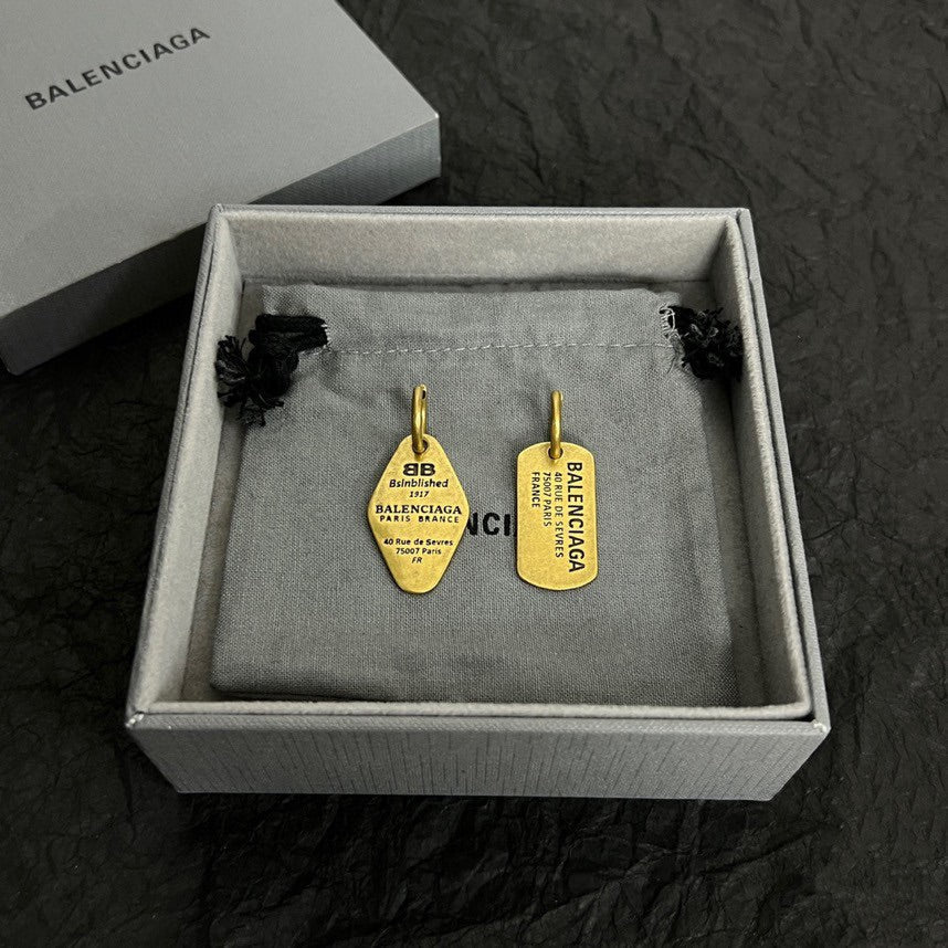 Balenciaga Plate 18K Gold Earrings