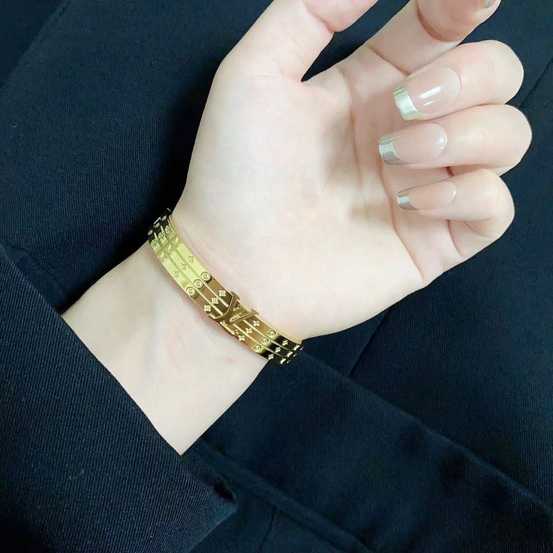 Louis Vuitton Vintage Monogram 18K Gold Bracelet