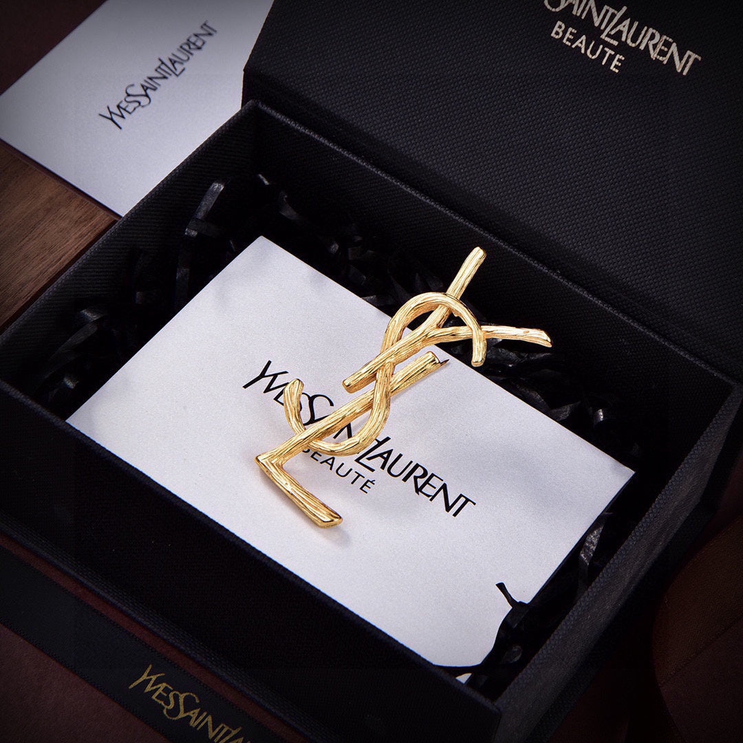 YSL Vintage 18K Gold Brooch