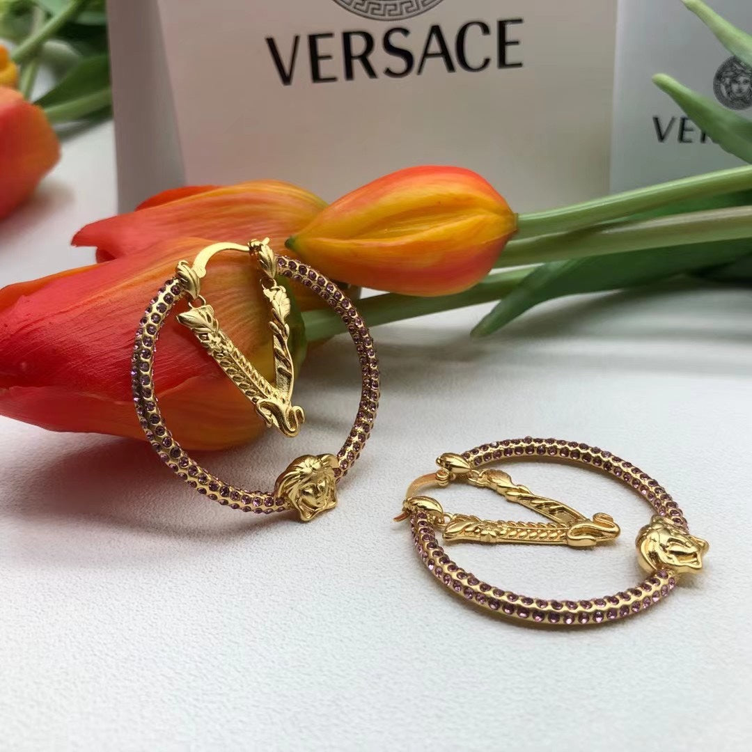 Pink Crystals 18K Gold Earrings