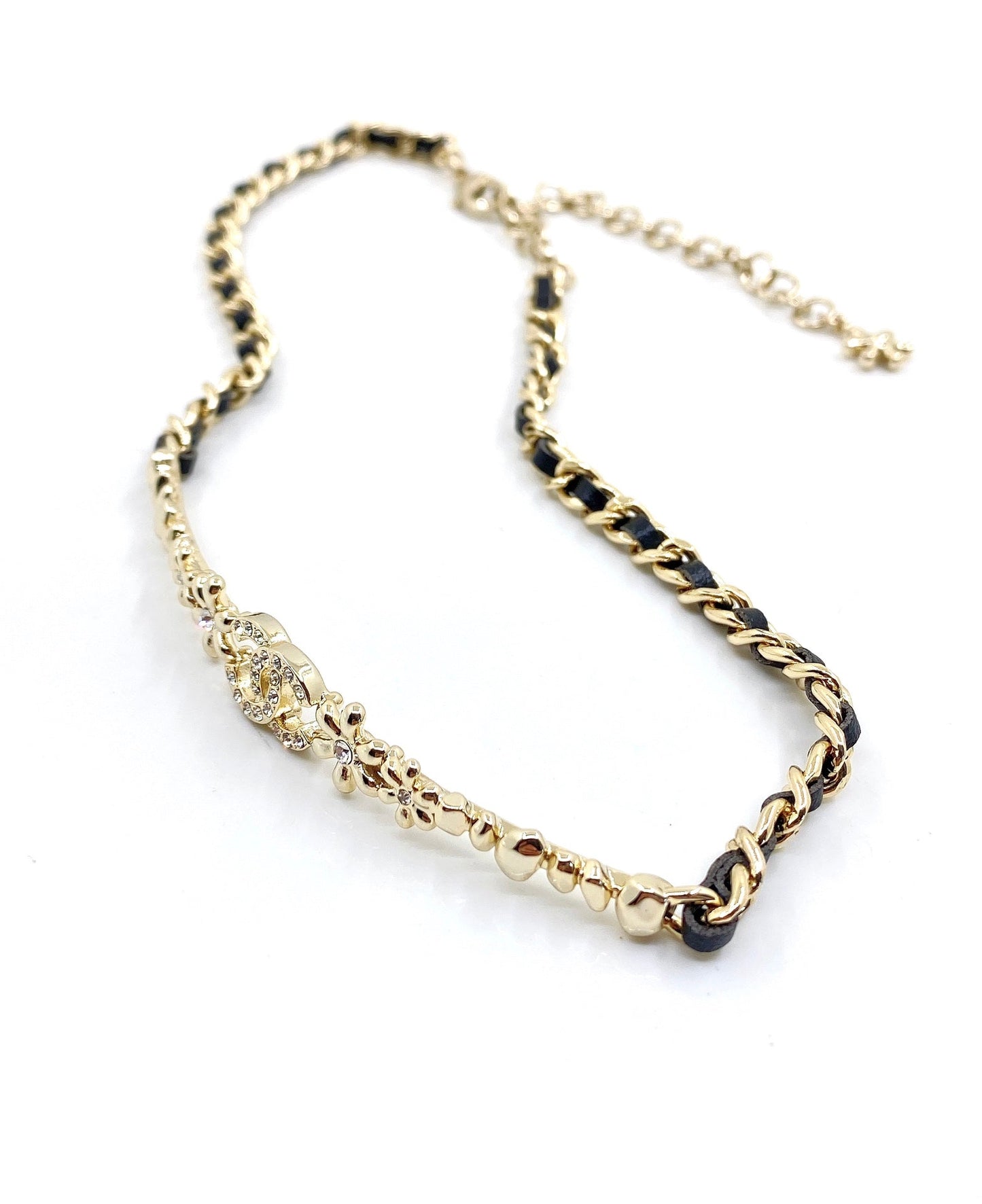 Chanel Leather Choker 18K Gold Necklace