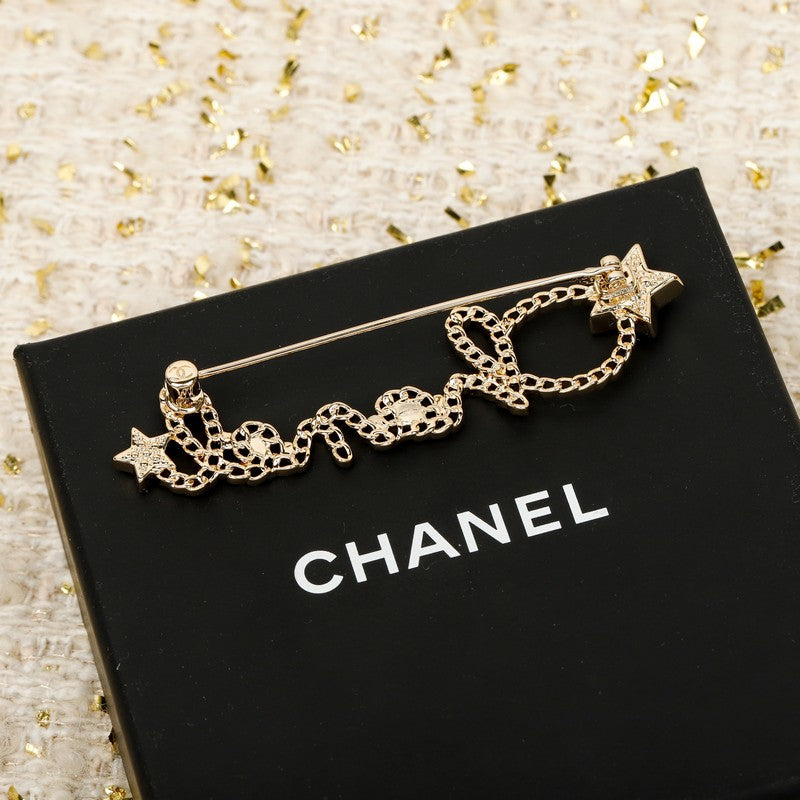 Chanel Leather Gold 18K Gold Brooch