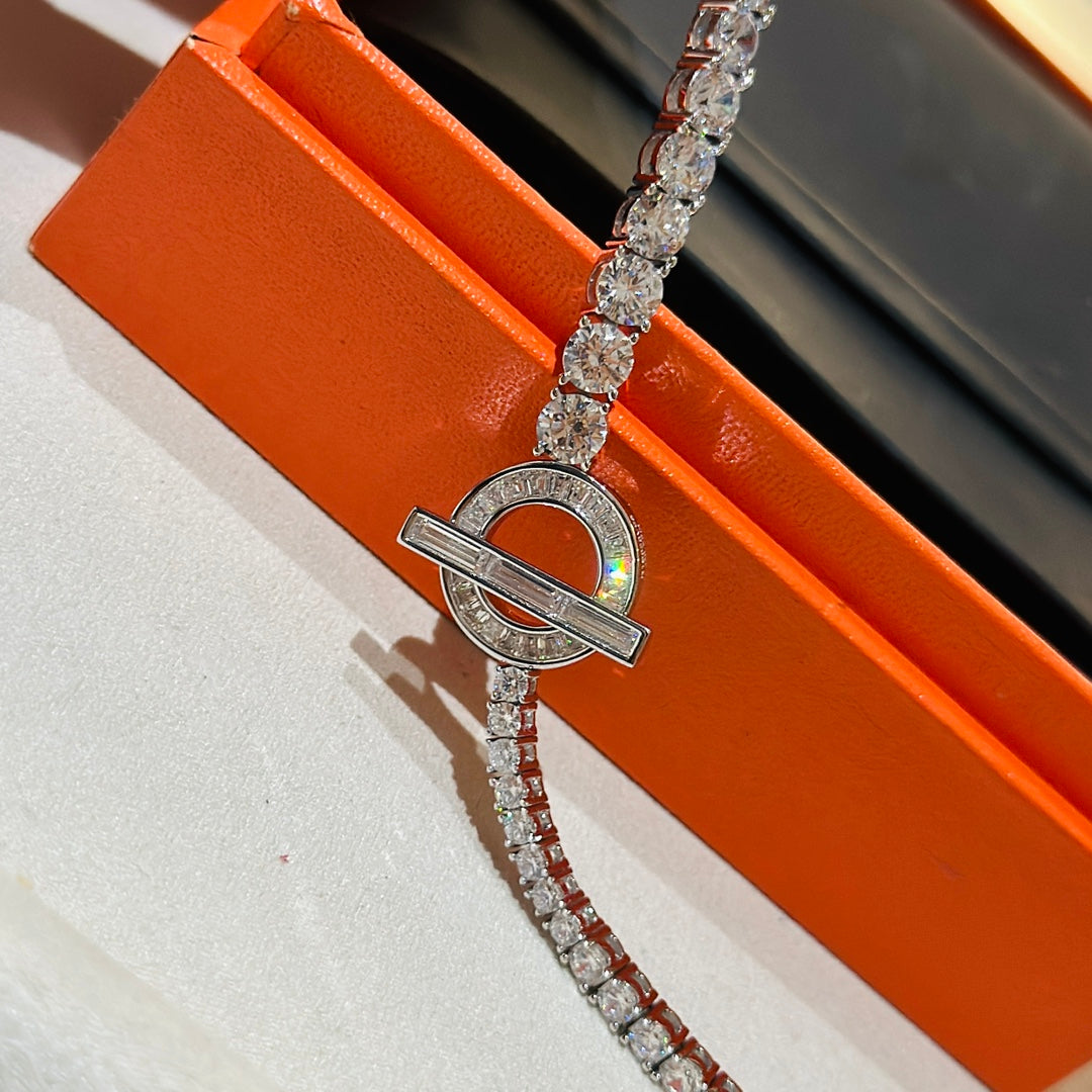 Hermes Finesse Link Diamond 18K Gold Bracelet