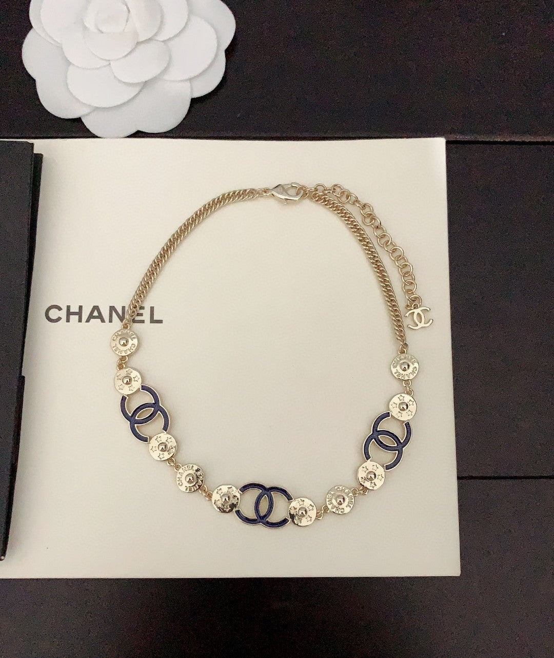 Chanel Blue Choker 18K Gold Necklace