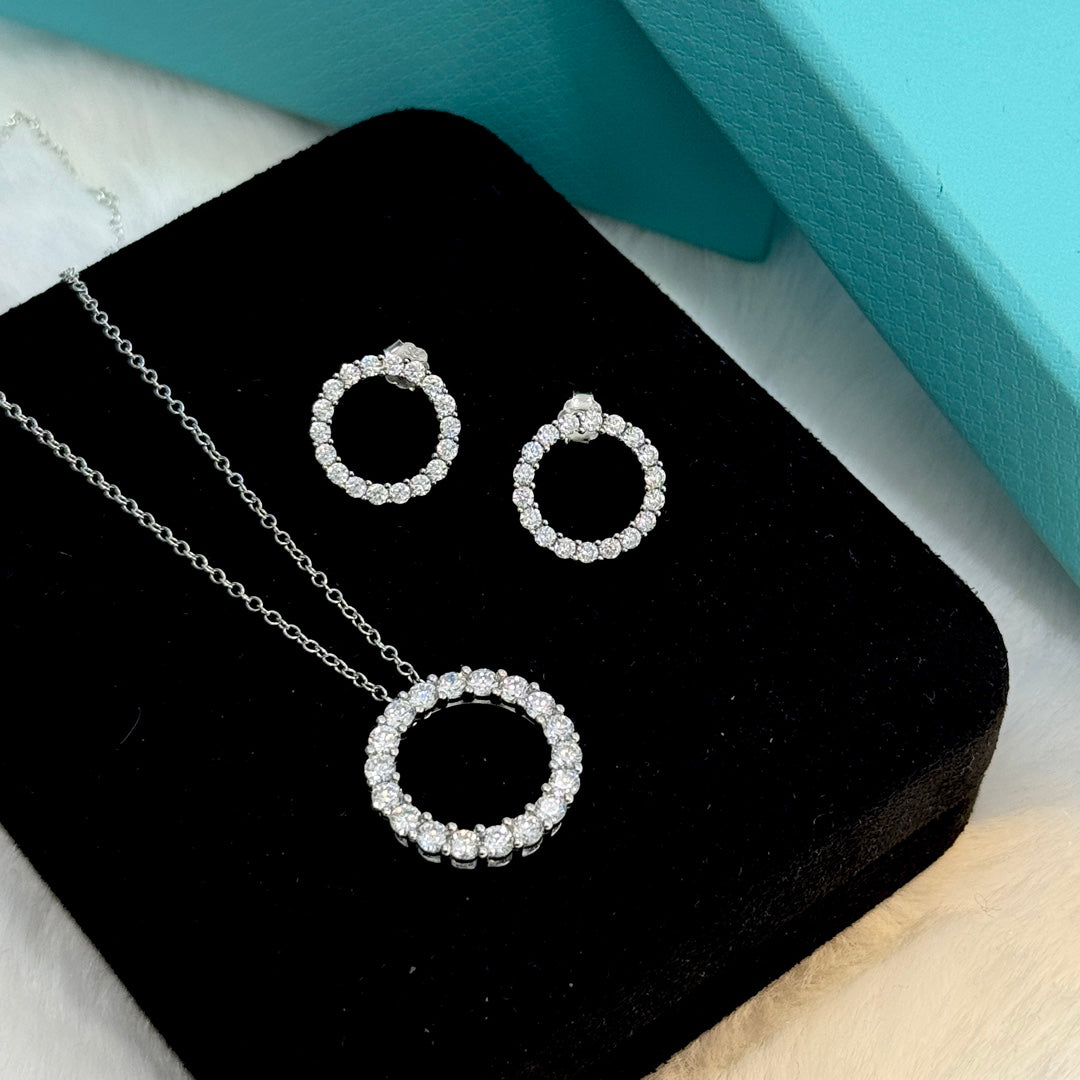 Tiffany Circle Diamonds 18K Gold Earrings