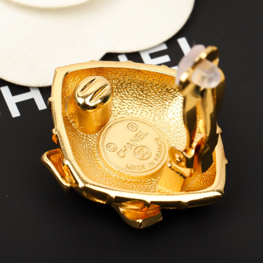 Chanel Vintage 18K Gold Earrings