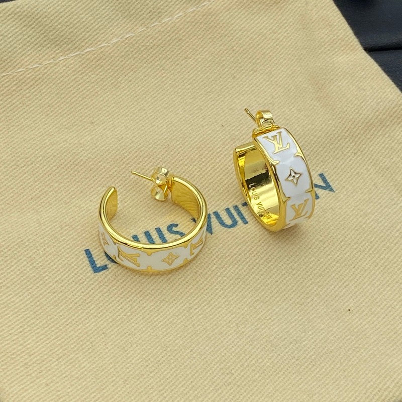 Louis Vuitton Nanogram Enamel 18K Gold Earrings