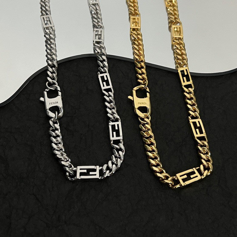 Fendi Baguette Chain 18K Gold Necklace