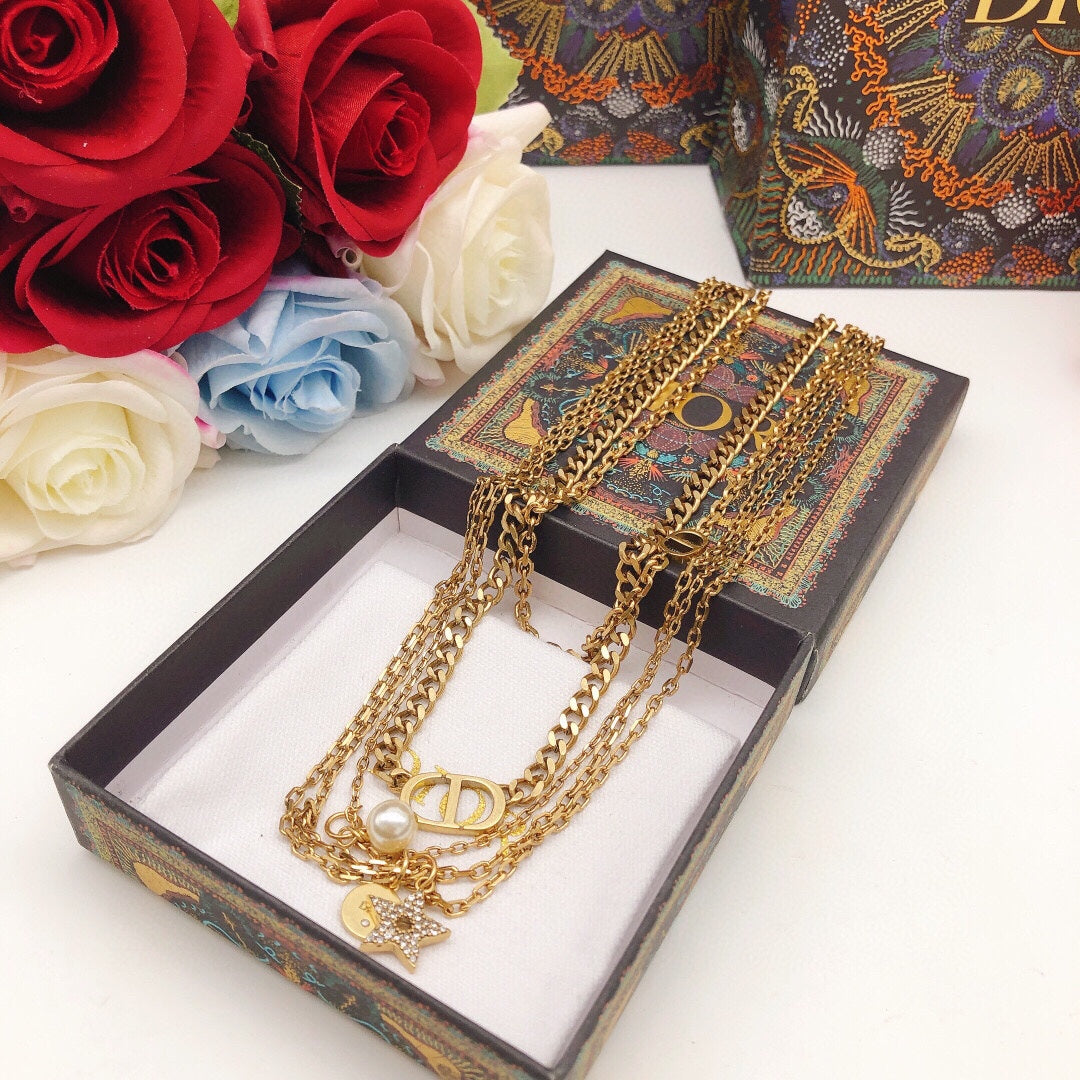 Dior Multi Layer 18K Gold Necklace