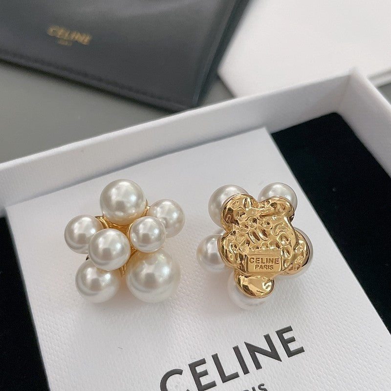 Celine Pearls Gold 18K Gold Earrings